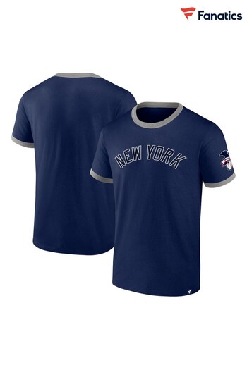 Fanatics Blue New York Yankees Fundamental Short Sleeve Ringer T-Shirt (E09434) | £28