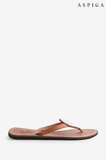 Aspiga Disc Leather White Sandals (E09818) | £58