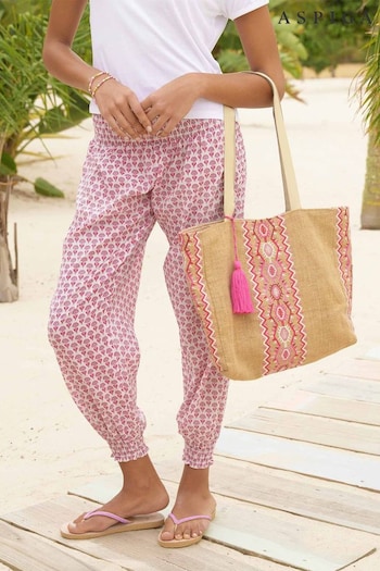 Aspiga Pink Aruba Jute Beach Bag (E09861) | £55