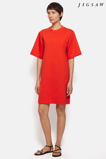 Jigsaw Red Cotton Riley T-Shirt Dress (E09896) | £75