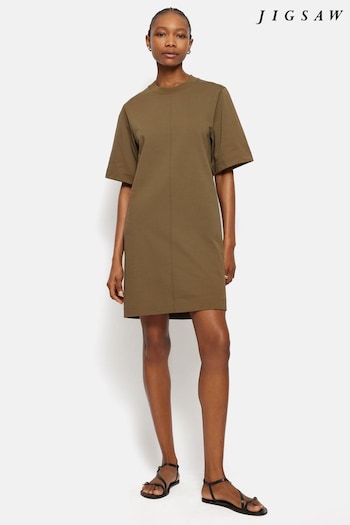 Jigsaw Green Cotton Riley T-Shirt Dress (E09898) | £75