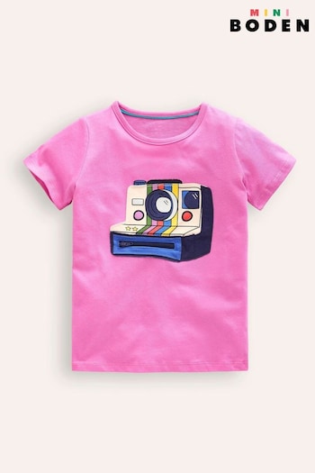 Boden Pink Appliqué Zip Detail T-Shirt (E10115) | £21 - £23