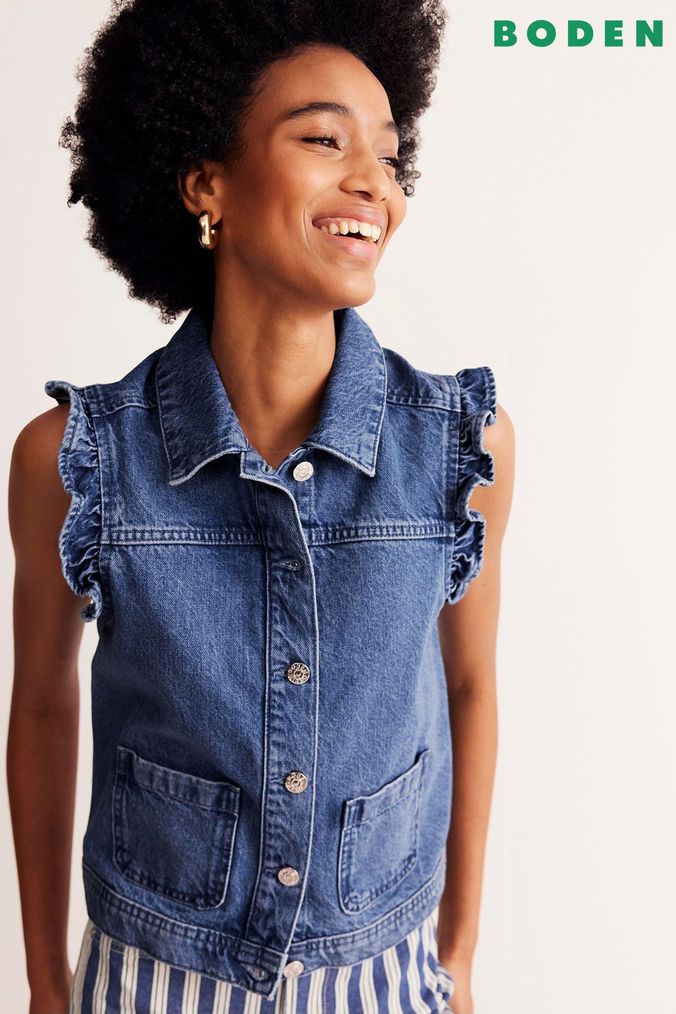 Sleeveless denim jacket womens uk on sale