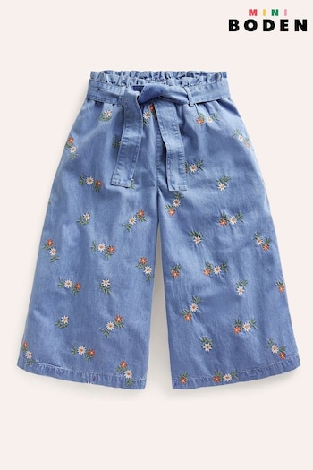 Boden Blue Floral Wide Leg Trousers (E10125) | £27 - £32