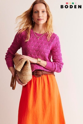 Boden Pink Crochet Knit Jumper (E10146) | £75