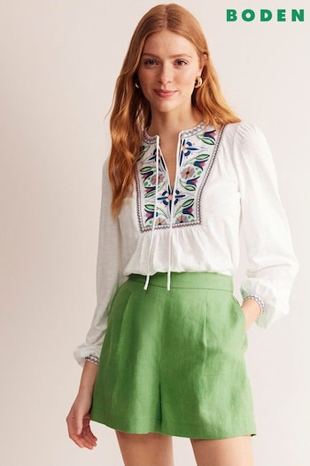 Boden White Embroidered Yoke Detail Top (E10174) | £65