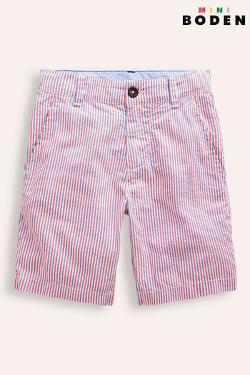 Boden Red Stripe Seersucker Chino Shorts (E10248) | £25 - £29
