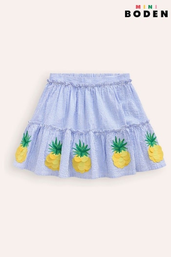 Boden Blue Pineapple Appliqué Skirt (E10252) | £32 - £37