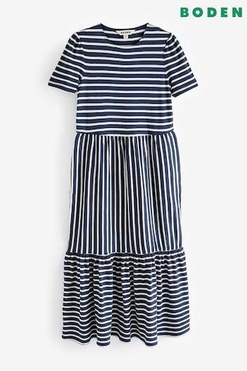 Boden Blue Emma Tiered Jersey Midi Dress (E10276) | £75
