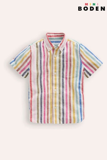 Boden Natural Stripe Cotton Linen Shirt (E10288) | £25 - £29