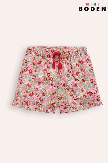 Boden Pink Floral Frill Hem Woven Shorts (E10297) | £23 - £27