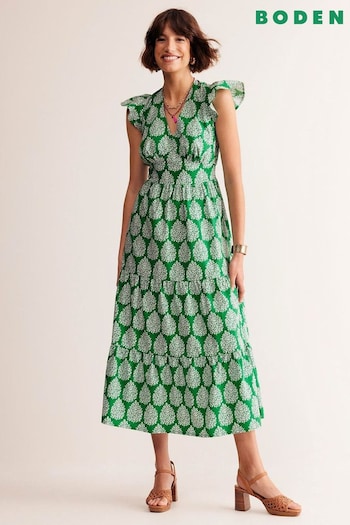 Boden Green May Cotton Midi Tea Dress (E10298) | £110
