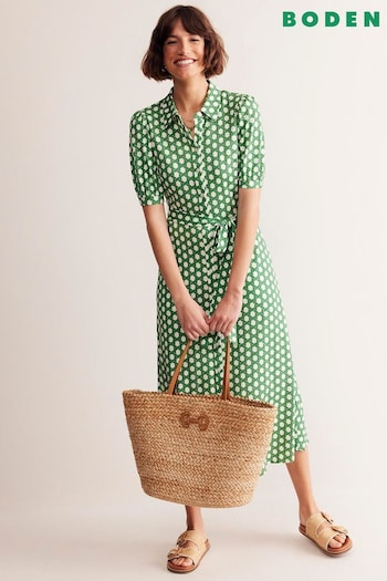 Boden Green Libby Jersey Midi Shirt down Dress (E10307) | £90