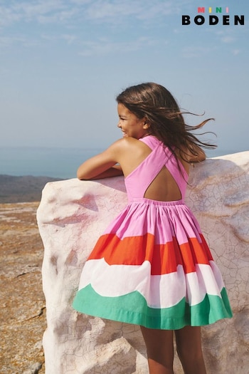 Boden Pink Scallop Cross Back Dress (E10309) | £32 - £37