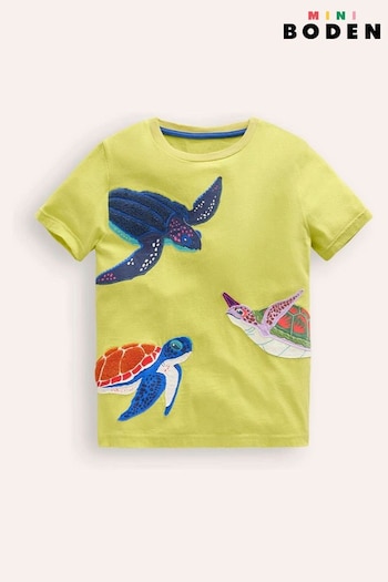 Boden Yellow Turtle Big Appliqué Animals T-Shirt (E10317) | £19 - £21