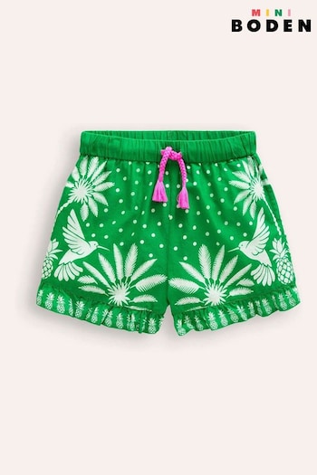Boden Green Palm Frill Hem Woven Shorts (E10318) | £23 - £27