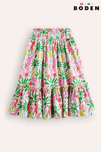 Boden Green Rainbow Palm Printed Jersey Midi Skirt (E10327) | £25 - £29