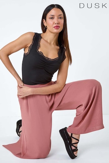 Dusk Pink Plain Wide Leg Trousers (E10489) | £35