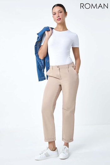Roman Natural Cotton Blend Washed Chino Trousers (E10518) | £32