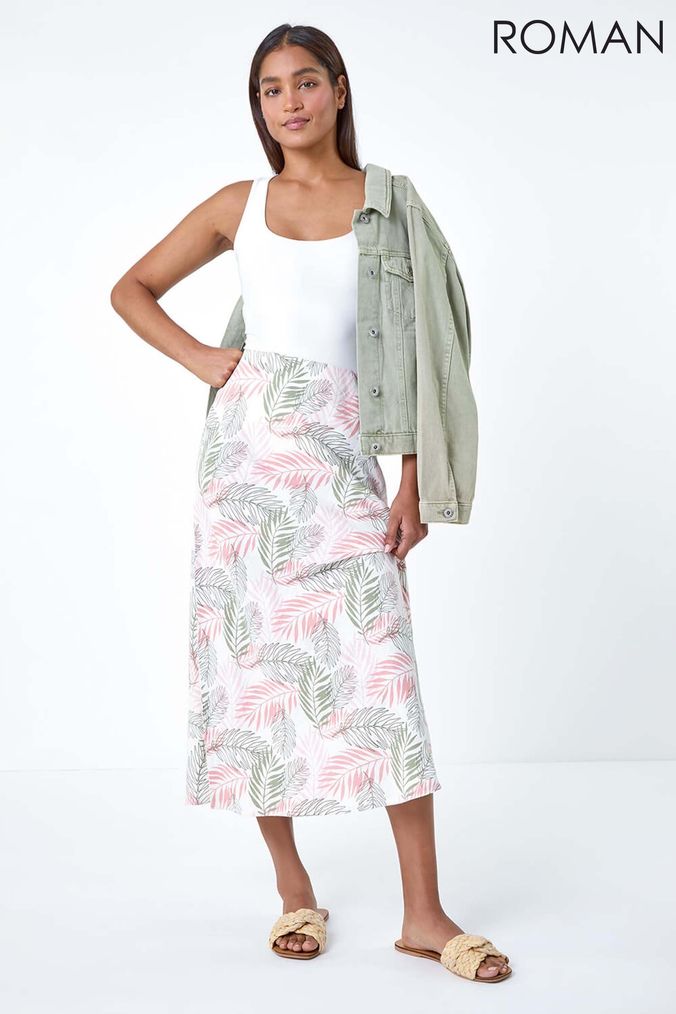 Buy Women s Pink Midi A line High Waisted Skirts Online Next UK