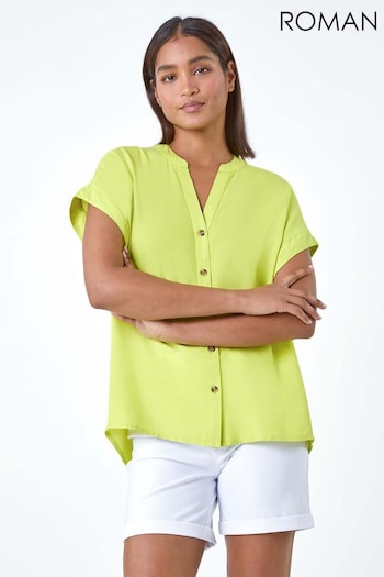 Roman Green Plain Button Through Relaxed Shirt (E10553) | £30