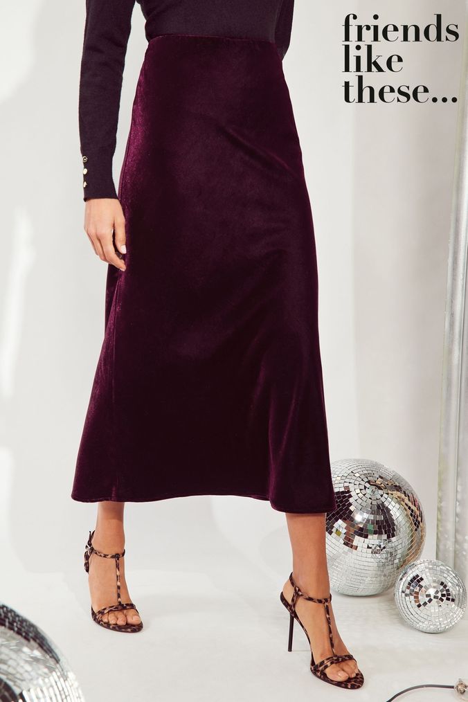 Velvet midi skirt uk on sale