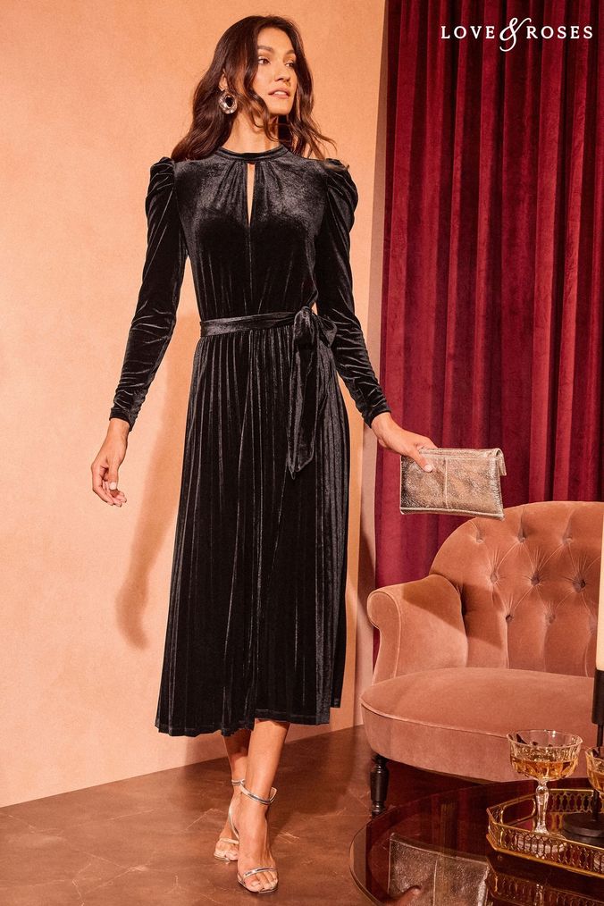 Velvet midi dress uk sales