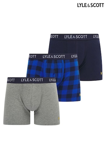 Lyle and Scott Blue Apollo Underwear Trunks 3 Pack (E10878) | £34