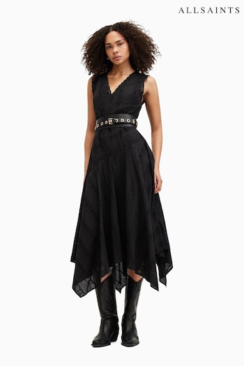 AllSaints Black Avania Short Sleeve Dress (E10992) | £199
