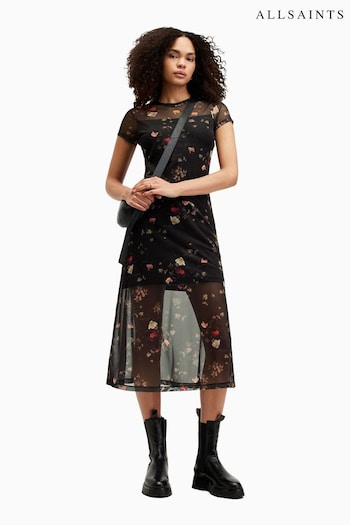 AllSaints Black Hanna Kora Short Sleeve Dress (E11001) | £129