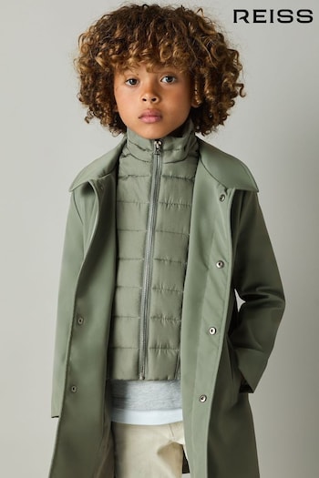 Reiss Sage Green Logan 9-13 yrs Gabardine Coat with Removable Gilet (E11004) | £98