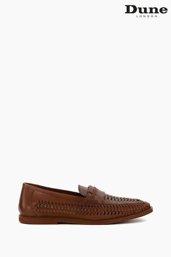Dune London Brown Brickles Woven Loafers (E11005) | £80