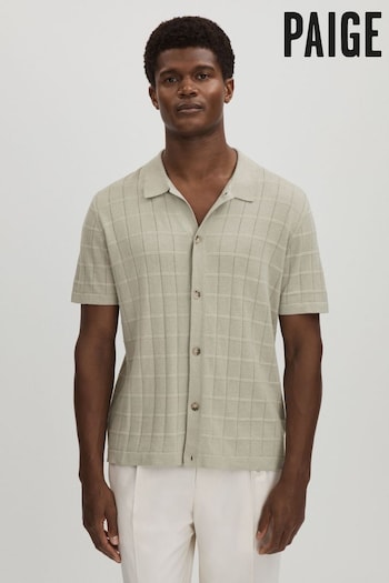 Paige Cotton-Linen Knitted Check Shirt (E11033) | £250