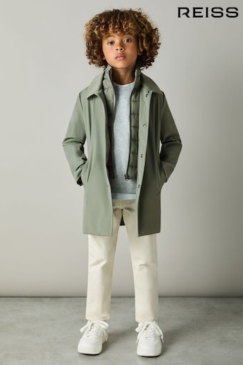 Reiss Sage Green Logan 3-9 yrs Gabardine Coat with Removable Gilet (E11079) | £88