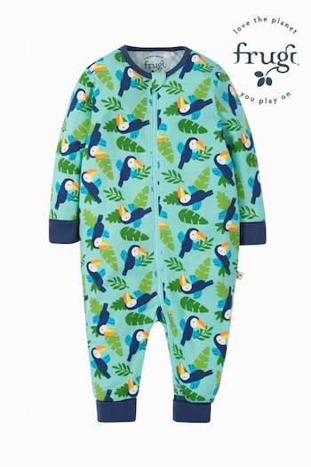Frugi Green All-Over Print Tropical Birds All-In-One (E11097) | £26 - £28