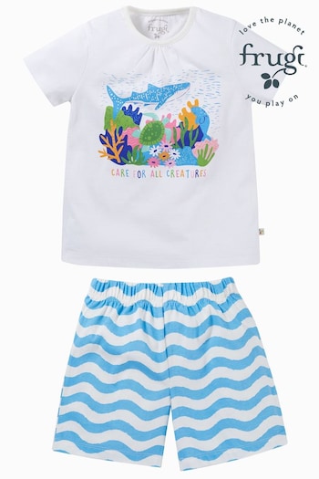 Frugi Girls Shortsleeve Coral Reef White Pyjamas (E11106) | £28 - £30