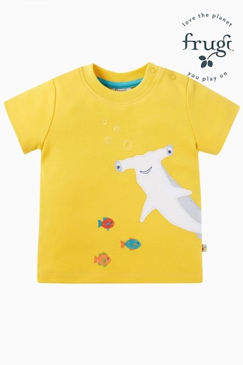 Frugi Yellow Shark Applique T-Shirt (E11108) | £22 - £24