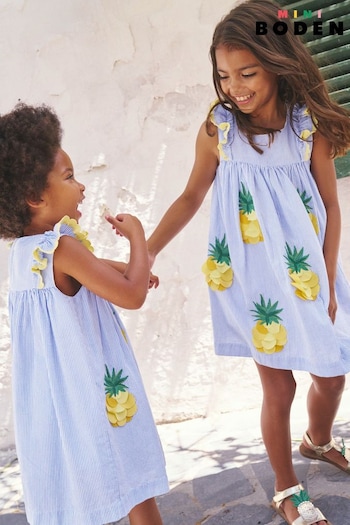 Boden Blue Pineapple Flutter Fruit Dress (E11145) | £39 - £44