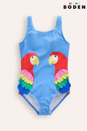 Boden Blue Fun Parrot Appliqué Swimsuit (E11148) | £23 - £27
