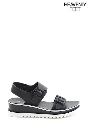 Heavenly Feet Cashew Black Sandals (E11168) | £35