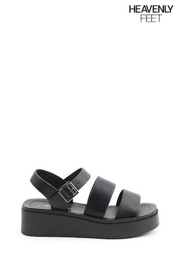 Heavenly Feet Swale Black sing Sandals (E11174) | £35