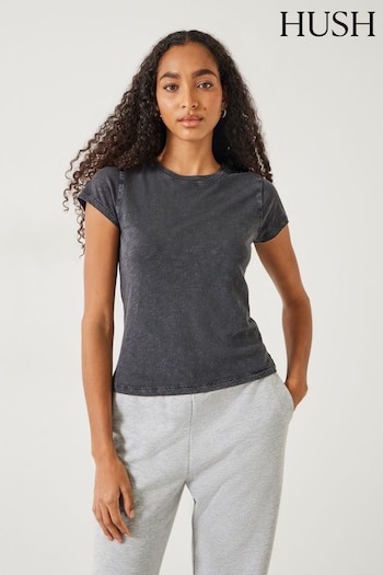 Hush Grey Ava Fitted Cotton Slub T-Shirt (E11301) | £29