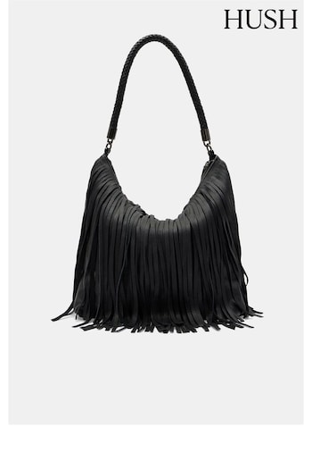 Hush Black Anderson Fringe Shoulder Bag (E11304) | £179