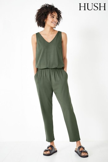 Hush Green Cropped Jersey Jumpsuit (E11324) | £75