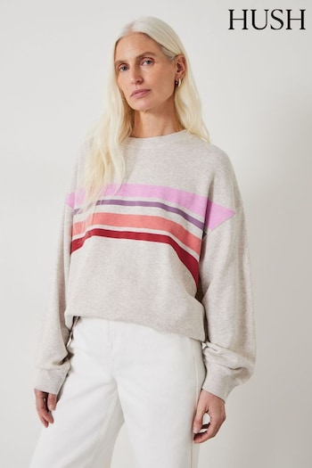 Hush Cream Eden Stripe Oversized Sweatshirt (E11325) | £65