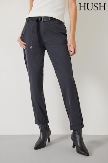 Hush Black Tanya Tapered Chino Zip Trousers (E11360) | £85