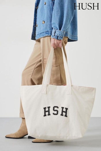 Hush Cream Charlotte Canvas Graphic Tote Bag (E11382) | £59