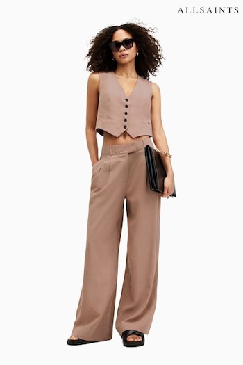 AllSaints Brown Deri Lyn Classique Trousers (E11393) | £169
