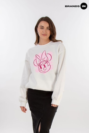 Brands In White Minnie Mouse Bold Style Womens Disney Sweatshirt (E11425) | £36.50