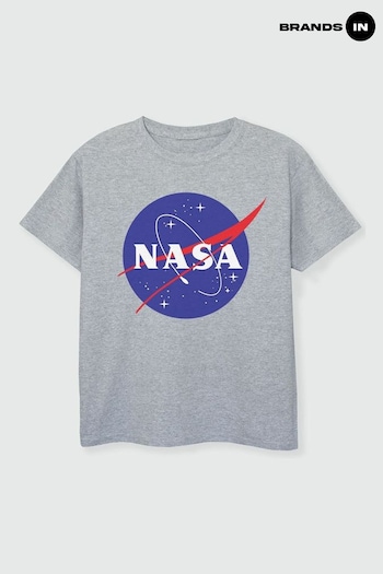 Essentials In Grey Nasa Insignia Logo Boys Heather T-Shirt (E11442) | £18